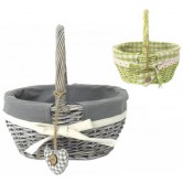 Panier enfant osier gris et vert tissu