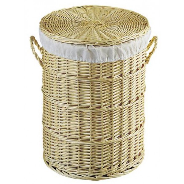 Grand panier à linge tissé en osier avec poignée pour vêtements sales