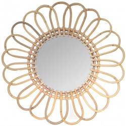 La Vannerie d'Aujourd'hui - Miroir design marguerite en rotin naturel