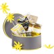 Coffret rond gris et jaune