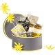 Coffret rond gris et jaune