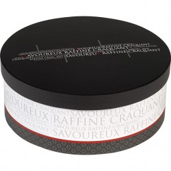 Coffret rond "Savoureux" gris/blanc/rouge