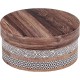 Coffret rond en carton, marron effet bois