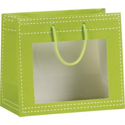 Sac en papier vert anis à fenêtre PVC