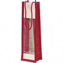 Sac toile de jute bouteilles rouge à fenêtre PVC