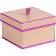 Coffret carré 2 étages kraft/rose
