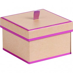 Coffret carré 2 étages kraft/rose