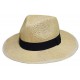 Chapeau panama mixte en papier cellulose avec bandeau noir.