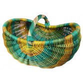 La Vannerie d'Aujourd'hui - Panier en rotin bleu turquoise, vert et jaune