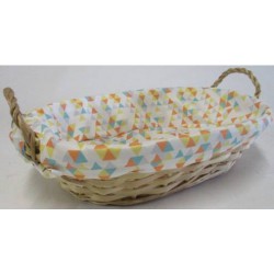 Corbeille ovale osier 2 anses tissu prisme