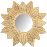 Miroir en rotin tissé moelle de rotin tournesol