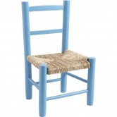 La Vannerie d'Aujourd'hui - Chaise bleu ciel pour enfant pas chère en bois et paille