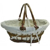 Corbeille panier osier brut tissu écru anses amovibles